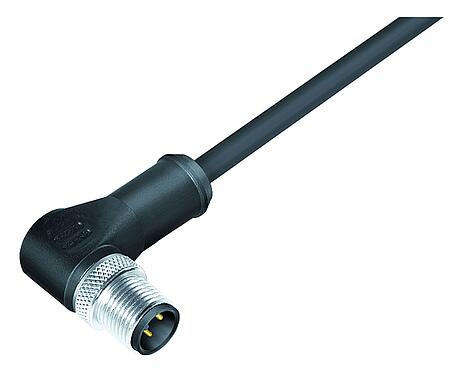 Illustration M12 Connecteur mâle coudé, Contacts: 5, blindé, surmoulé sur le câble, IP67, UL 2238, PUR, noir, 5 x 0,25 mm², 5 m
