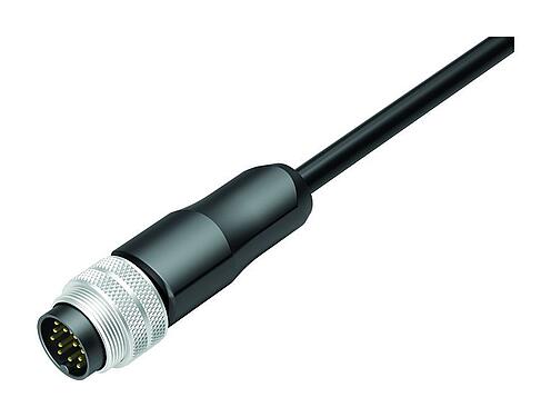 Ilustración 77 6529 0000 50712-0500 - M16 Conector de cable macho, Número de contactos: 12, blindado, moldeado en el cable, IP68, PUR, negro, 12 x 0,25 mm², 5 m