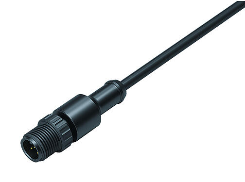 Ilustración 77 3419 0000 50005-0200 - M12-A Conector de cable macho, Número de contactos: 5, sin blindaje, moldeado en el cable, IP68, UL, PUR, negro, 5 x 0,34 mm², 2 m