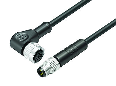 Automation Technology - Sensors and Actuators--Male cable connector - female angled connector M12x1_VL_WDM12-77-3434_KSM8-3405-30003_black
