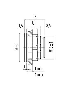 Dessin coté Snap-In Adaptateur, non blindé, Montage frontal