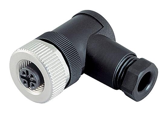 Illustration M12 Female angled connector, Contacts: 4, 4.0-6.0 mm, unshielded, screw clamp, IP67, UL 2238