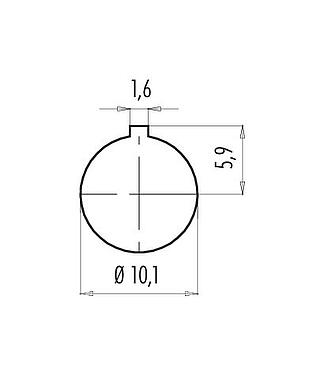 Assembly instructions / Panel cut-out Bayonet Male panel mount connector, Contacts: 5, unshielded, solder, IP40, M10x0.75, Front mounting