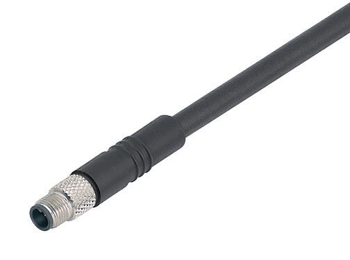 Illustration 77 3559 0000 40004-0500 - M5 Connecteur mâle, Contacts: 4, blindé, surmoulé sur le câble, IP67, M5x0,5, PUR, noir, 4 x 0,14 mm², 5 m