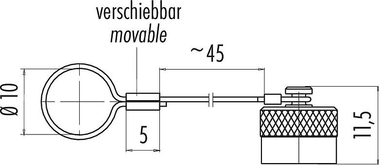Dibujo a escala Tapa protectora, IP67, para conector de cable macho