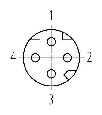 Contact arrangement (Plug-in side) M8 Female cable connector, Contacts: 4, 5.0-8.0 mm, shieldable, screw clamp, IP67, M8x1.0, iris spring