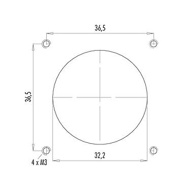 Muestra de montaje RD30 Toma de brida, Número de contactos: 4+PE, sin blindaje, tornillo extraíble, IP65, ESTI+, VDE, Montaje frontal