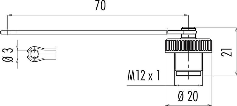 Scale drawing Protecting cap, IP67, for female connector