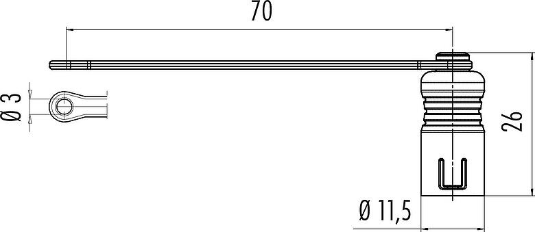Scale drawing Protecting cap, IP67, for female panel mount connector