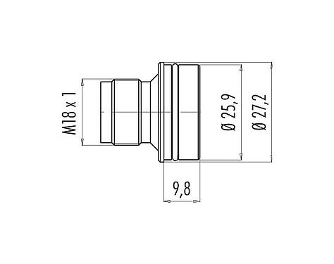 Scale drawing 09 0443 50 04 - M18 Adapter connector, Contacts: 4, unshielded, solder, IP67
