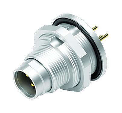 3D View 09 0407 90 03 - M9 IP67 Male panel mount connector, Contacts: 3, unshielded, THT, IP67, front fastened