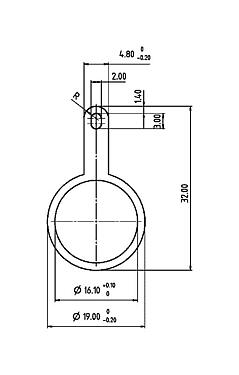 Scale drawing 04 0735 124 - M12-A/B/D/K/K/L/S/T/US/X - Shielding plate for flange connectors, screwable from rear, M16x1.5