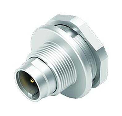 Illustration M9 Male panel mount connector, Contacts: 2, unshielded, solder, IP67, M12x0.5, Front mounting, potted