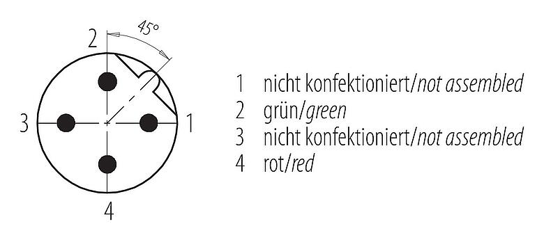Disposición de los contactos (lado de la conexión) M12 Enchufe de brida, Número de contactos: 2, blindado, con cables ensamblado, IP68, PG 9, Profibus, PUR, morado, 1 x 2 x 0,25 mm², Montaje frontal, 0,5 m