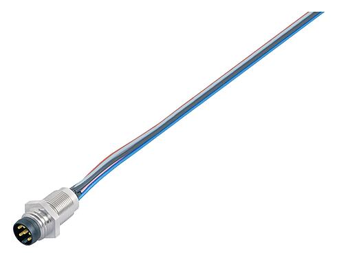 Illustration M8 Male panel mount connector, Contacts: 4, unshielded, single wires, IP67/IP69K, UL 2238, M8x0.5, Front mounting, potted