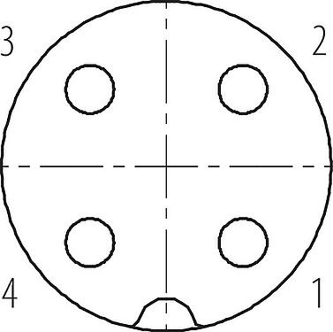 Disposición de los contactos (lado de la conexión) M18 Conector hembra en ángulo, Número de contactos: 4, 6,5-8,0 mm, sin blindaje, tornillo extraíble, IP67