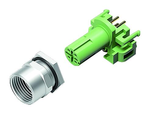 Illustration M12 Female panel mount connector, Contacts: 4, unshielded, THR, IP67, UL 2238, M12x1.0, Rear mounting