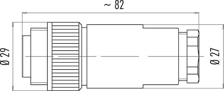 Scale drawing RD24 Male cable connector, Contacts: 6+PE, 12.0-14.0 mm, unshielded, screw clamp, IP67, UL, ESTI+, VDE, PG 16