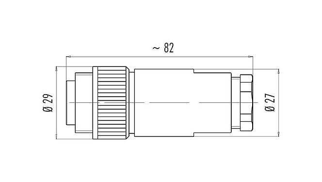 Scale drawing RD24 Male cable connector, Contacts: 6+PE, 12.0-14.0 mm, unshielded, screw clamp, IP67, UL, ESTI+, VDE, PG 16