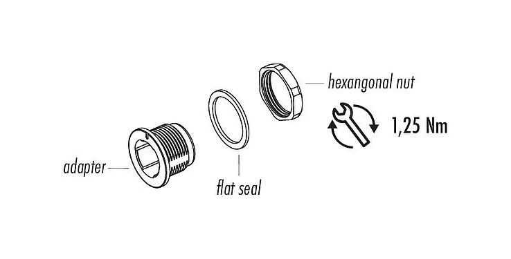 Dessin des composants Snap-In Adaptateur, non blindé, Montage frontal
