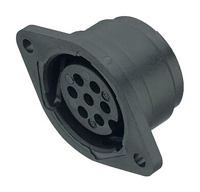 Illustration Bayonet Female panel mount connector, Contacts: 7, unshielded, solder, IP40, Front mounting