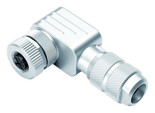 Illustration M12 Connecteur femelle coudé, Contacts: 4, 5,0-8,0 mm, blindable, pince à visser, IP67, UL 2238, ressort à iris