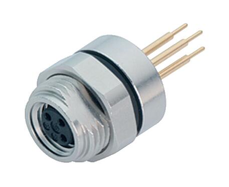 Illustration 86 6518 1100 00006 - M8 Female panel mount connector, Contacts: 6, unshielded, THT, IP67, UL, M12x1.0, Rear Mounting