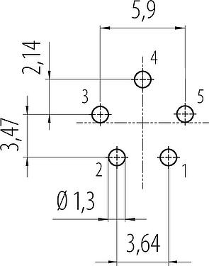 Disposición del conductor Snap-In Toma de brida, Número de contactos: 5, sin blindaje, THT, IP67, VDE, M12x1,0, Montaje frontal