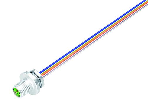 Ilustración M8 Enchufe de brida, Número de contactos: 4, sin blindaje, hilos, IP67, M8x1,0, Montaje frontal