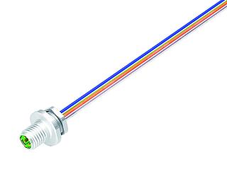 M8 Male panel mount connector, Contacts: 4, unshielded, single wires, IP67, M8x1.0, Front mounting