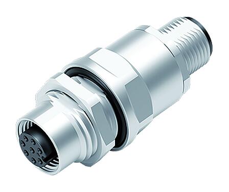 Illustration M12 Lead-through for control cabinet, Contacts: 8, shielded, pluggable, IP67, UL 2238, M12x1.0, Rear mounting