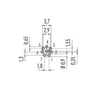 Disposition du conducteur 09 0481 22 08 - M9 Embase mâle, Contacts: 8, non blindé, THT, IP40