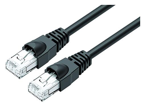 Illustration RJ45/RJ45 Connecting cable 2 RJ45 connector, Contacts: 8, shielded, Piercing technology, IP20, Ethernet CAT5e, TPE, black, 4 x 2 x AWG 24, 2 m