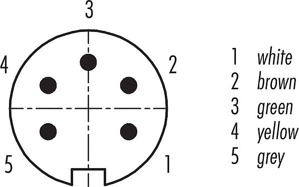 Disposición de los contactos (lado de la conexión) M16 Enchufe de brida, Número de contactos: 5 (05-a), sin blindaje, hilos, IP40, M18x0,75, Montaje en pared
