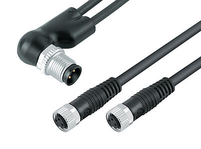 Automation Technology - Sensors and Actuators--Male angled duo connector - 2 female cable connectors M8x1_765_0_26_DG_SK