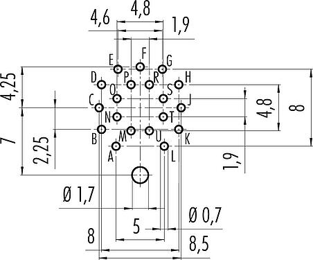 Disposición del conductor M16 Enchufe de brida, Número de contactos: 19 (19-a), blindable, THT, IP67, UL 2238, M18x0,75, Montaje en pared