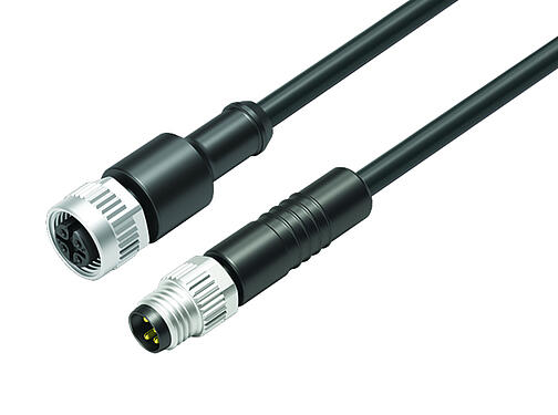 Vista en 3D 77 3430 3405 30004-1000 - Conexión de cables Conector de cable macho - conector de cable hembra, Número de contactos: 4, sin blindaje, moldeado en el cable, IP67, UL, PUR, negro, 4 x 0,34 mm², 10 m
