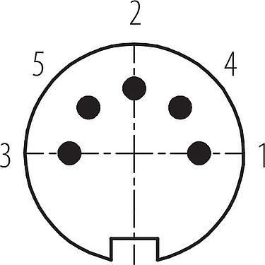 Contact arrangement (Plug-in side) M16 Male panel mount connector, Contacts: 5 (05-b), unshielded, solder, IP67, UL 2238, M18x0,75, Front mounting