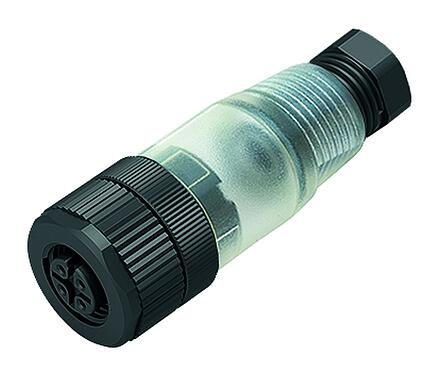 Illustration M12 Female cable connector, Contacts: 4, 4.0-6.0 mm, unshielded, screw clamp, IP67, UL 2238