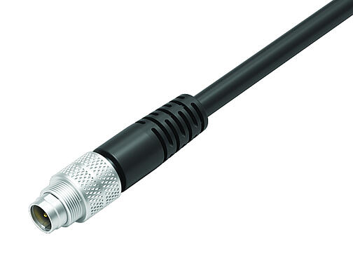 Ilustración 79 1413 12 05 - M9 Conector de cable macho, Número de contactos: 5, blindado, moldeado en el cable, IP67, PUR, negro, 5 x 0,25 mm², 2 m