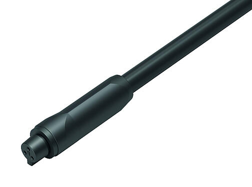 Illustration Snap-In Female cable connector, Contacts: 3, unshielded, moulded on the cable, IP40, PVC, black, 3 x 0.25 mm², 5 m