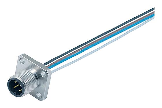 Ilustración M12 Conector de montaje en panel macho cuadrado, Número de contactos: 12, sin blindaje, hilos, IP40, UL 2238, M3 (4x), Montaje frontal, moldeado