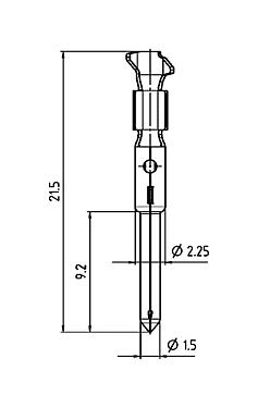 Dibujo a escala 61 0796 085 00 - M16 IP40 / M16 IP67 / Bayoneta HEC - Contacto de clavija