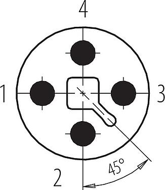 Disposition des contacts (Côté plug-in) M12 Embase mâle, Contacts: 4, non blindé, pince à visser, IP68, UL 2238, VDE, M20x1,5, Montage frontal