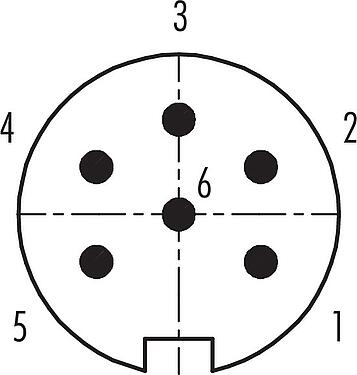 Disposition des contacts (Côté plug-in) Push Pull Embase mâle, Contacts: 6, non blindé, souder, IP40, M21x1,0, Montage frontal