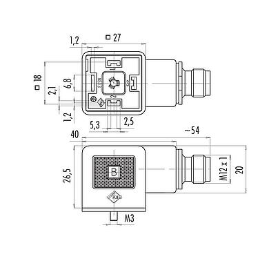 Dibujo a escala 99 5700 00 03 - Adaptador, Número de contactos: 2+PE, sin blindaje, enchufable, IP65