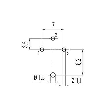 Disposición del conductor 09 0308 290 03 - M16 Toma de brida, Número de contactos: 3 (03-a), blindable, THT, IP40, Montaje frontal