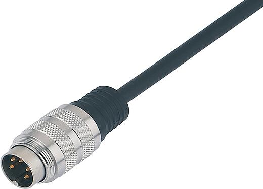 Illustration (may vary) M16 Male cable connector, Contacts: 14 (14-b), unshielded, moulded on the cable, IP67, PUR, black, 8 x 0.25 mm² / 2 x 0.50 mm², 2 m