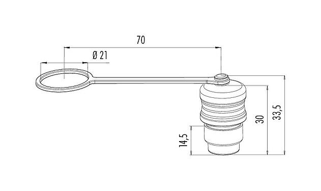 Dessin coté Capuchon de protection, IP67, avec sangle de retenue