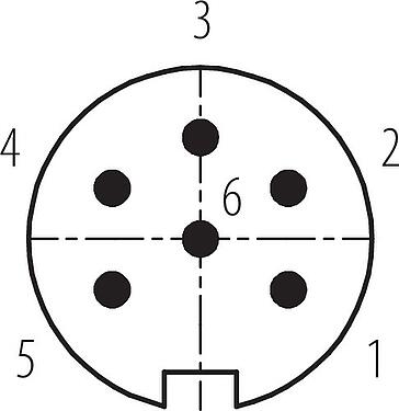 Contact arrangement (Plug-in side) M16 Male panel mount connector, Contacts: 6 (06-a), unshielded, solder, IP67, UL 2238, M18x0,75, Front mounting